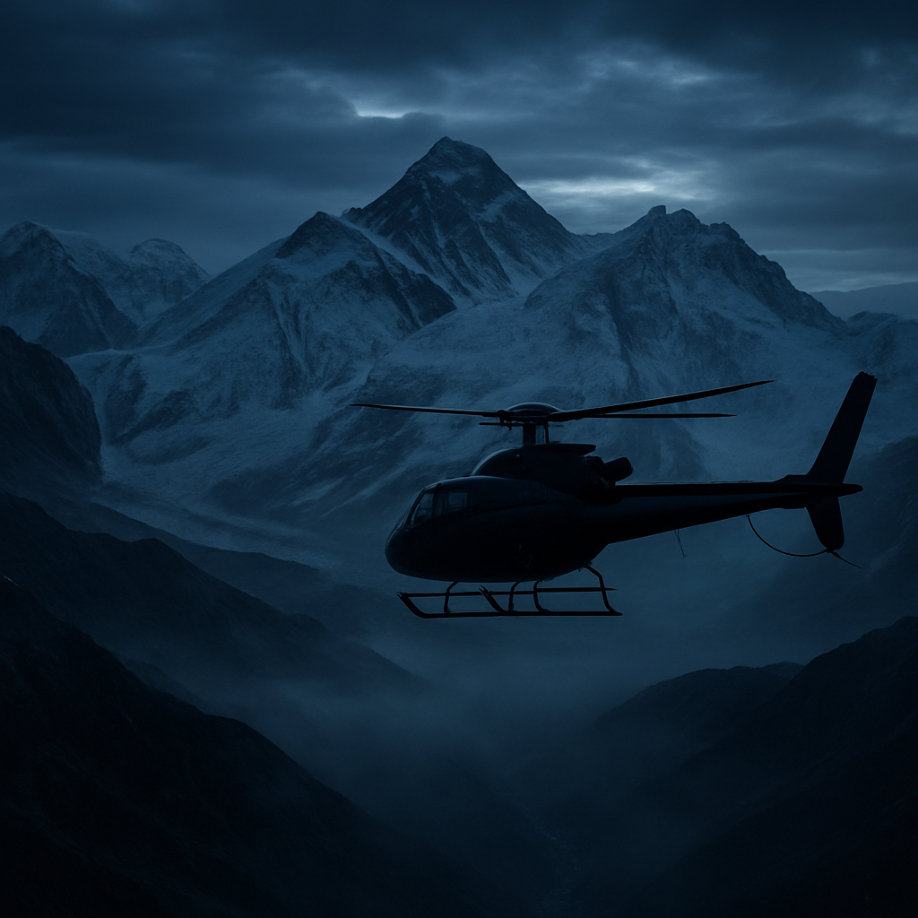 Helicopter over the Himalayas